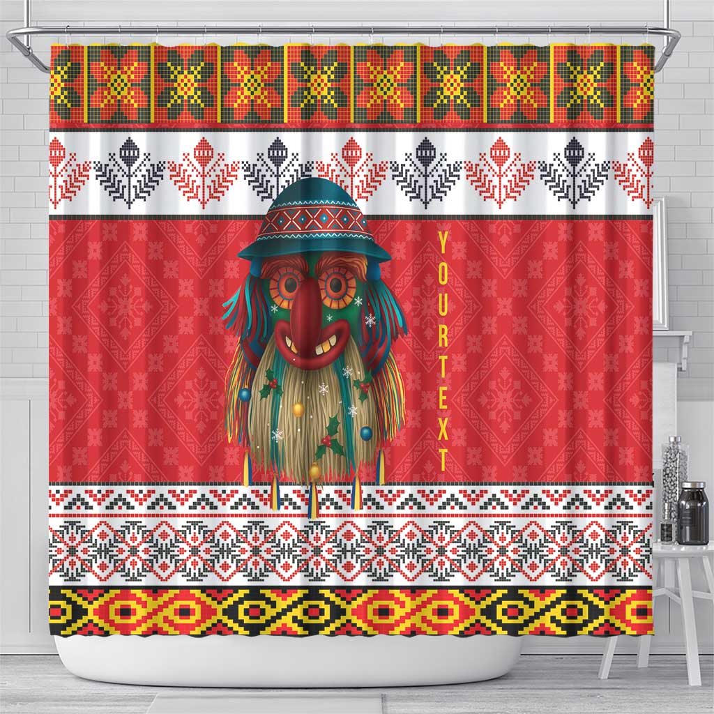 Personalized Romania Christmas Shower Curtain Romanian Folk Mask - Wonder Print Shop
