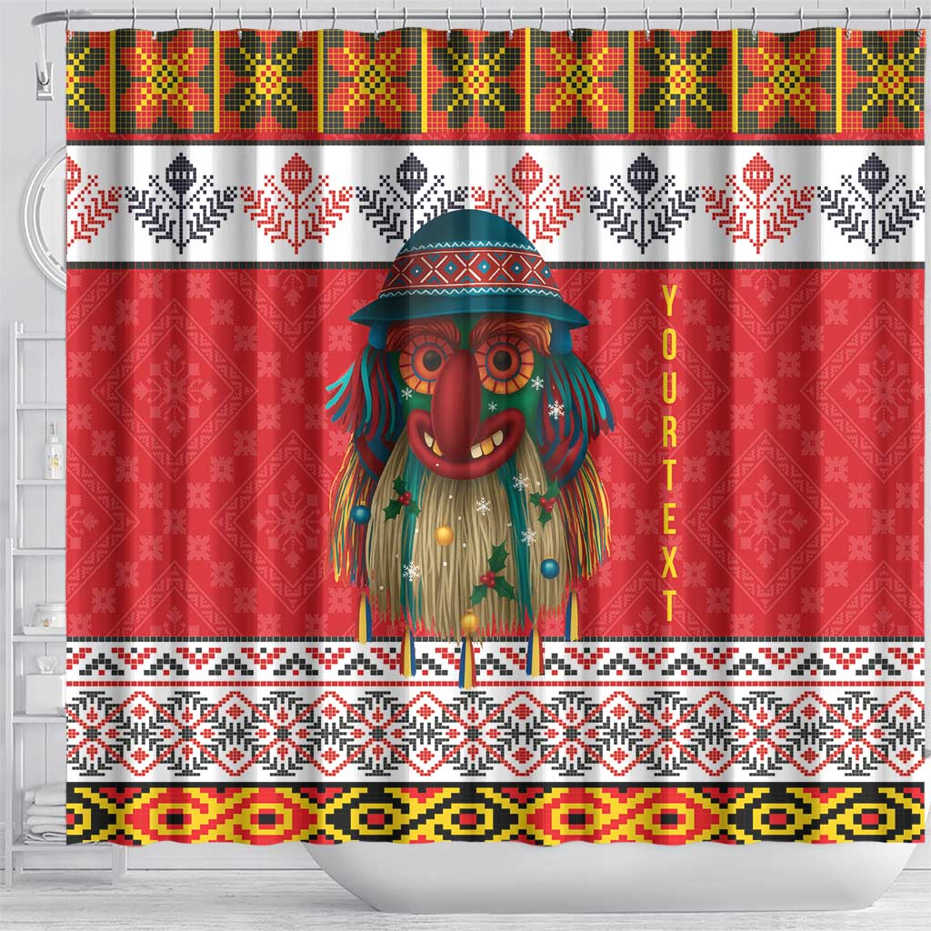Personalized Romania Christmas Shower Curtain Romanian Folk Mask - Wonder Print Shop