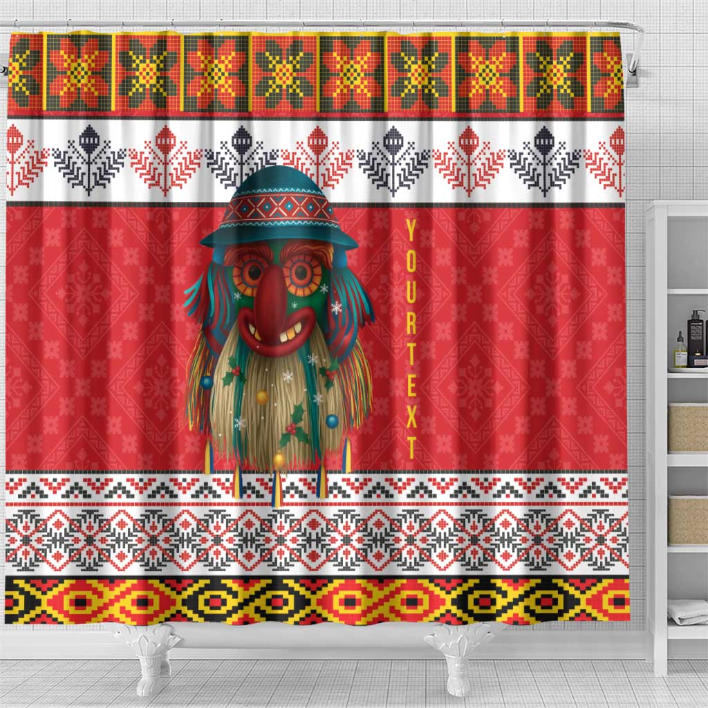 Personalized Romania Christmas Shower Curtain Romanian Folk Mask - Wonder Print Shop