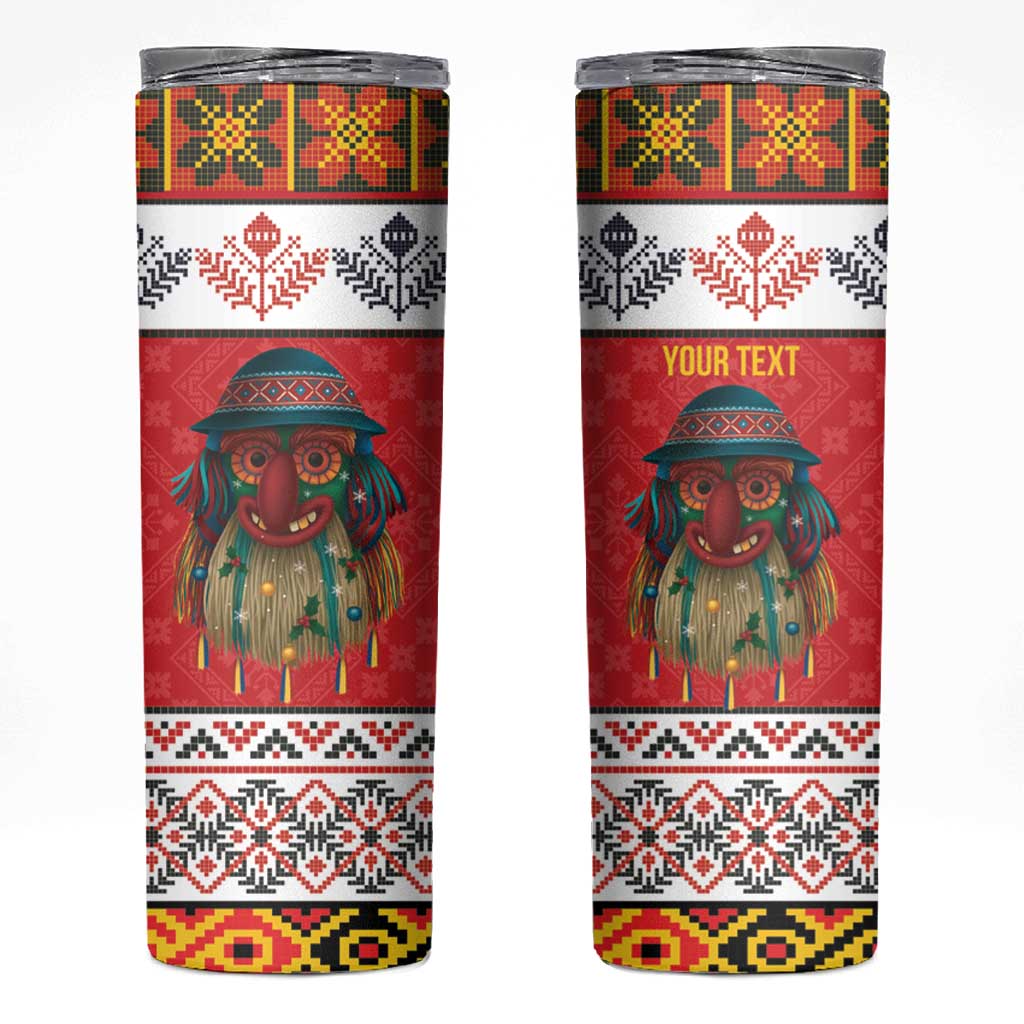 Personalized Romania Christmas Skinny Tumbler Romanian Folk Mask - Wonder Print Shop