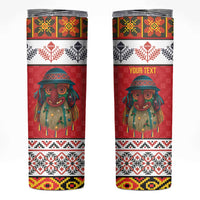 Personalized Romania Christmas Skinny Tumbler Romanian Folk Mask - Wonder Print Shop