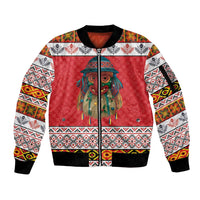 Personalized Romania Christmas Sleeve Zip Bomber Jacket Romanian Folk Mask - Wonder Print Shop