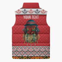 Personalized Romania Christmas Sleeveless Puffer Jacket Romanian Folk Mask - Wonder Print Shop