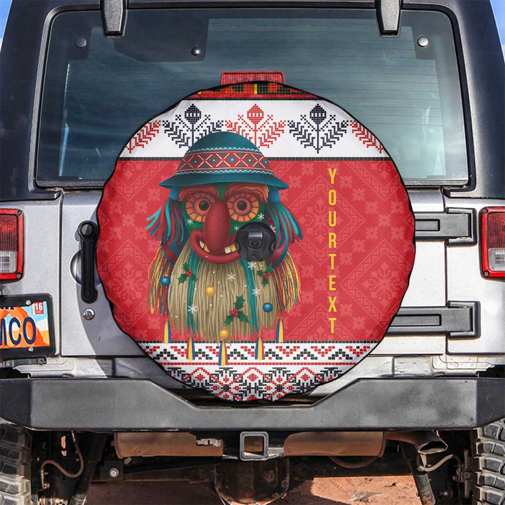 Personalized Romania Christmas Spare Tire Cover Romanian Folk Mask - Wonder Print Shop