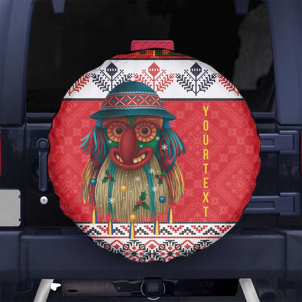Personalized Romania Christmas Spare Tire Cover Romanian Folk Mask - Wonder Print Shop