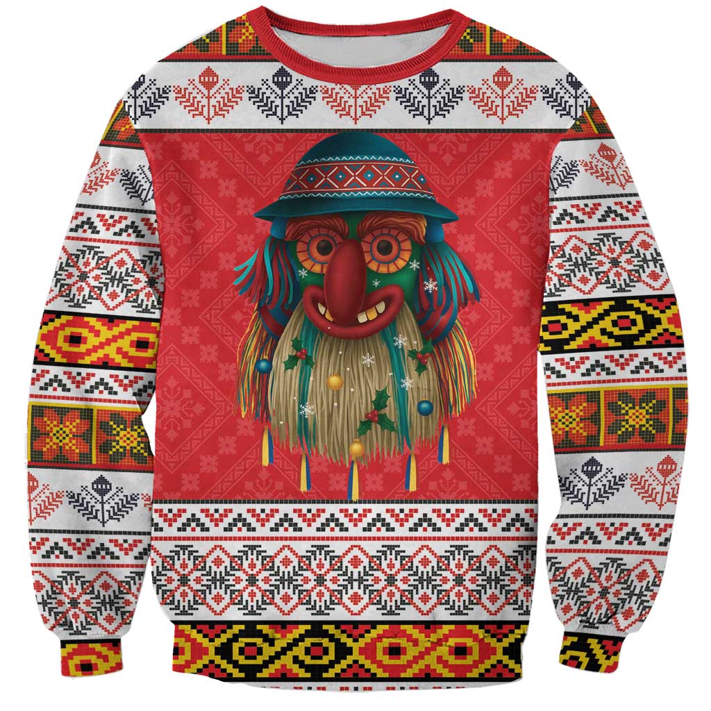 Personalized Romania Christmas Sweatshirt Romanian Folk Mask - Wonder Print Shop