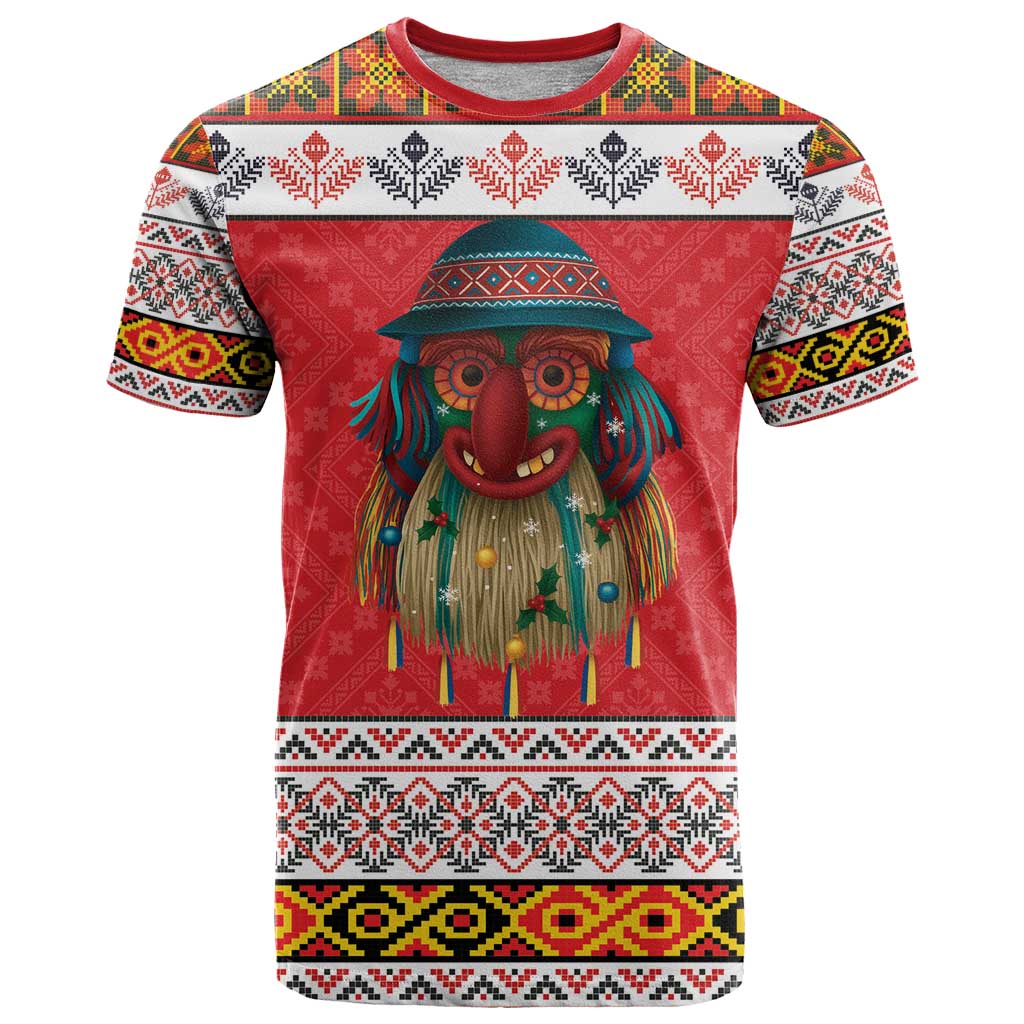 Personalized Romania Christmas T Shirt Romanian Folk Mask - Wonder Print Shop