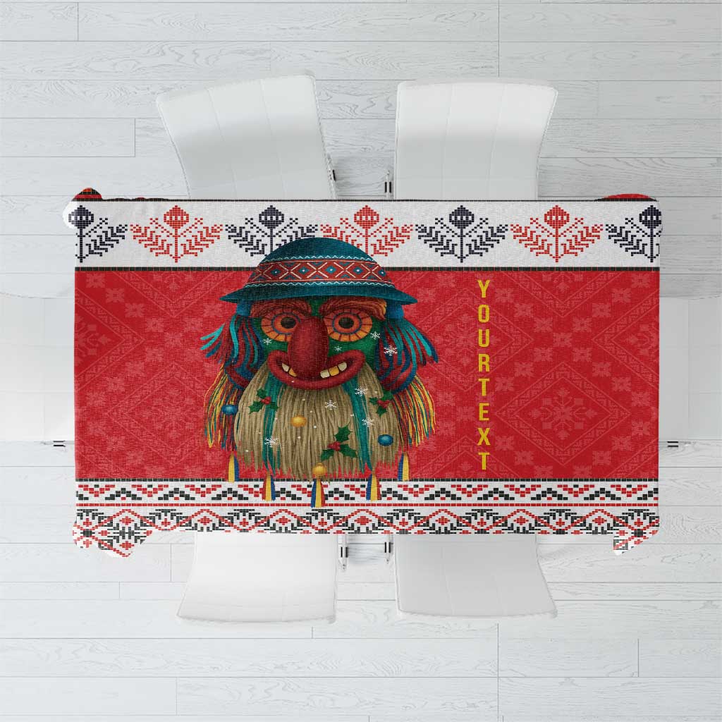 Personalized Romania Christmas Tablecloth Romanian Folk Mask - Wonder Print Shop