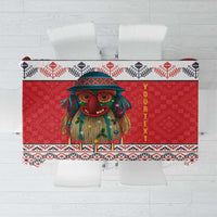 Personalized Romania Christmas Tablecloth Romanian Folk Mask - Wonder Print Shop