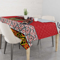 Personalized Romania Christmas Tablecloth Romanian Folk Mask - Wonder Print Shop