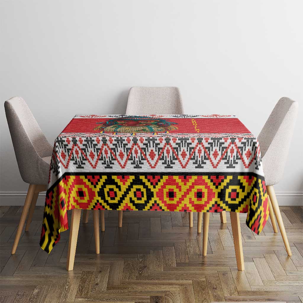Personalized Romania Christmas Tablecloth Romanian Folk Mask - Wonder Print Shop