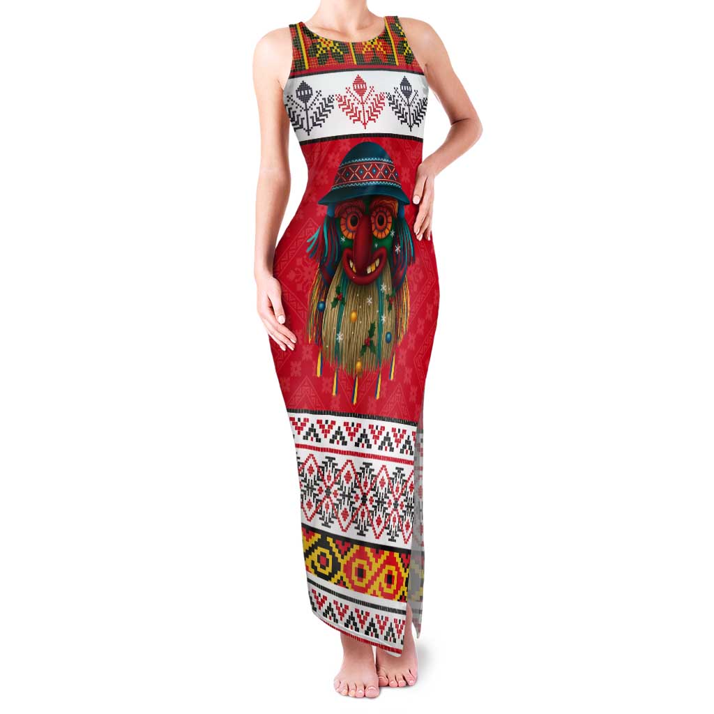 Personalized Romania Christmas Tank Maxi Dress Romanian Folk Mask - Wonder Print Shop