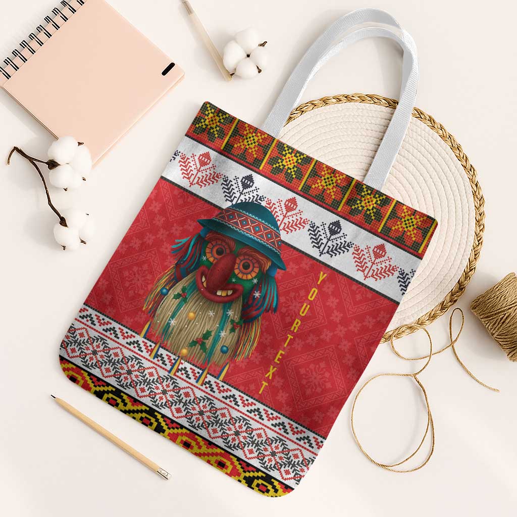 Personalized Romania Christmas Tote Bag Romanian Folk Mask - Wonder Print Shop