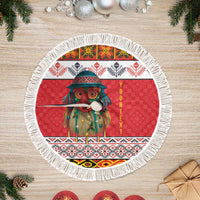 Personalized Romania Christmas Tree Skirt Romanian Folk Mask - Wonder Print Shop