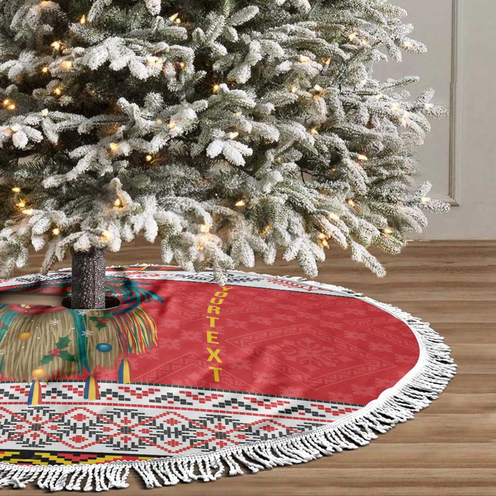 Personalized Romania Christmas Tree Skirt Romanian Folk Mask - Wonder Print Shop