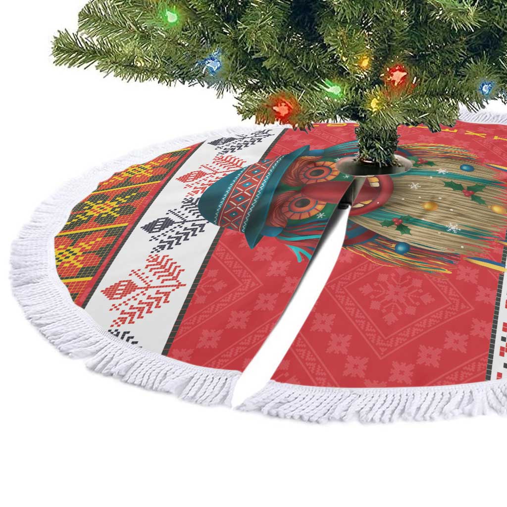 Personalized Romania Christmas Tree Skirt Romanian Folk Mask - Wonder Print Shop