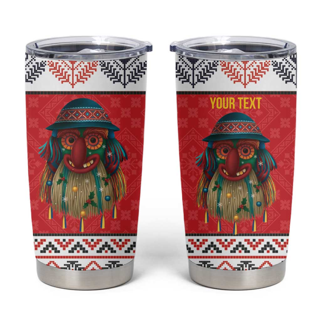 Personalized Romania Christmas Tumbler Cup Romanian Folk Mask - Wonder Print Shop
