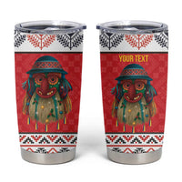 Personalized Romania Christmas Tumbler Cup Romanian Folk Mask - Wonder Print Shop