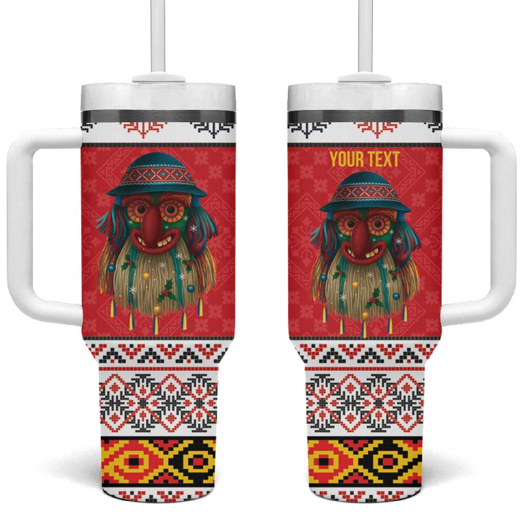 Personalized Romania Christmas Tumbler With Handle Romanian Folk Mask - Wonder Print Shop