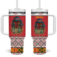 Personalized Romania Christmas Tumbler With Handle Romanian Folk Mask - Wonder Print Shop