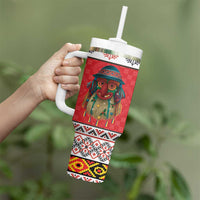 Personalized Romania Christmas Tumbler With Handle Romanian Folk Mask - Wonder Print Shop