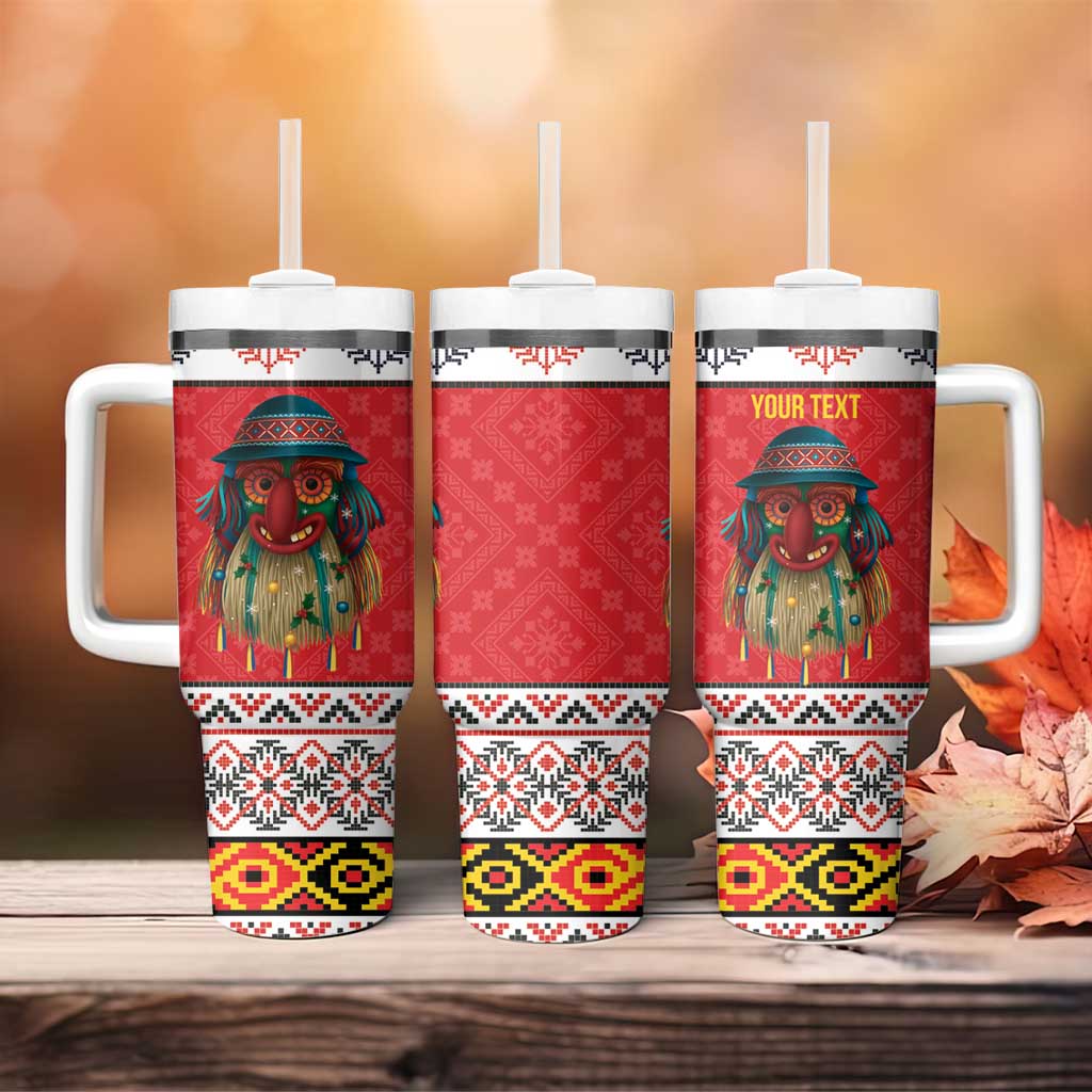 Personalized Romania Christmas Tumbler With Handle Romanian Folk Mask - Wonder Print Shop