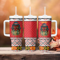 Personalized Romania Christmas Tumbler With Handle Romanian Folk Mask - Wonder Print Shop