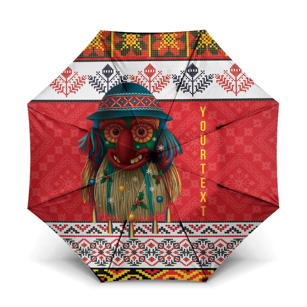 Personalized Romania Christmas Umbrella Romanian Folk Mask - Wonder Print Shop