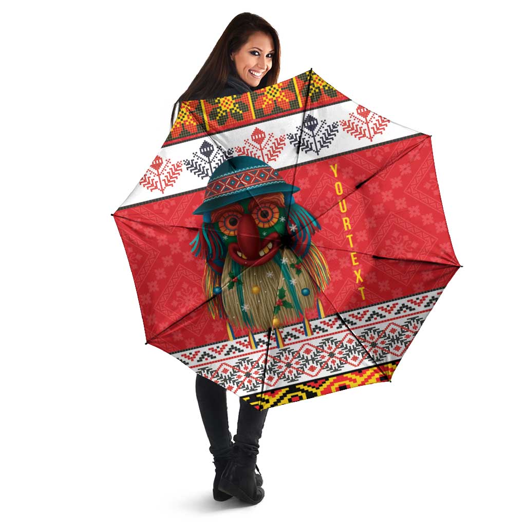 Personalized Romania Christmas Umbrella Romanian Folk Mask - Wonder Print Shop