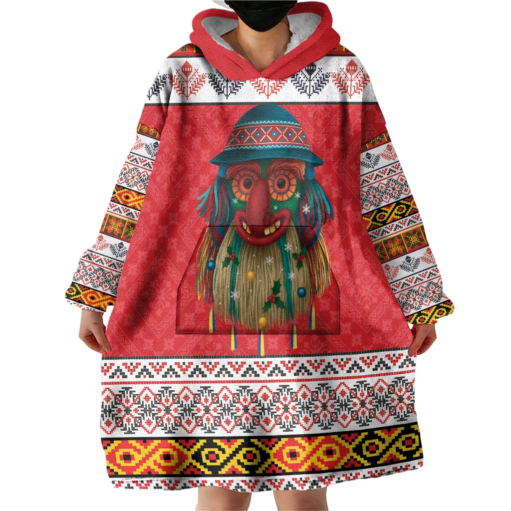 Personalized Romania Christmas Wearable Blanket Hoodie Romanian Folk Mask - Wonder Print Shop