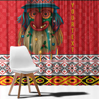 Personalized Romania Christmas Window Curtain Romanian Folk Mask - Wonder Print Shop