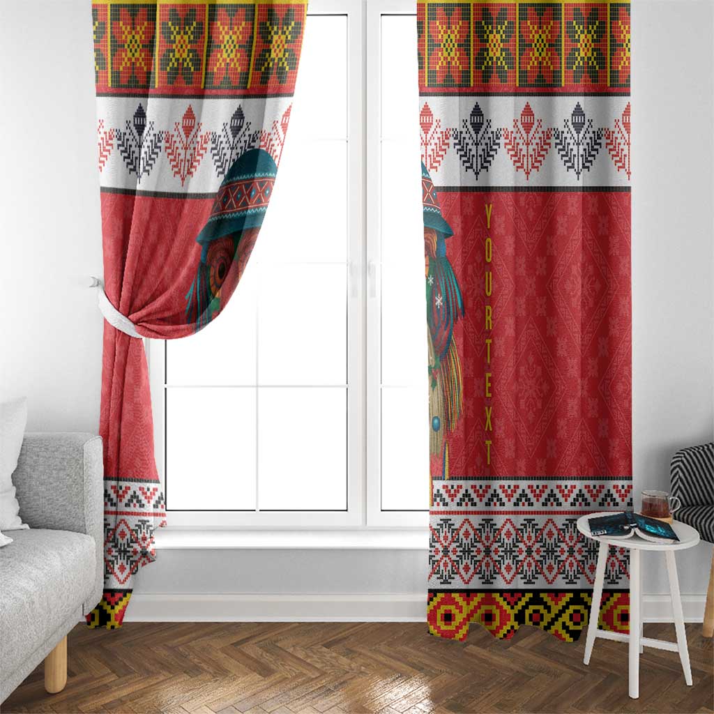 Personalized Romania Christmas Window Curtain Romanian Folk Mask - Wonder Print Shop