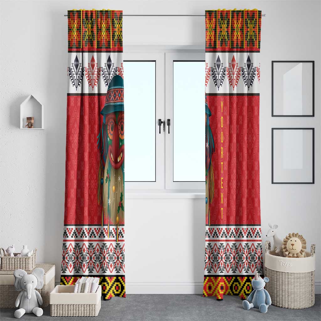 Personalized Romania Christmas Window Curtain Romanian Folk Mask - Wonder Print Shop
