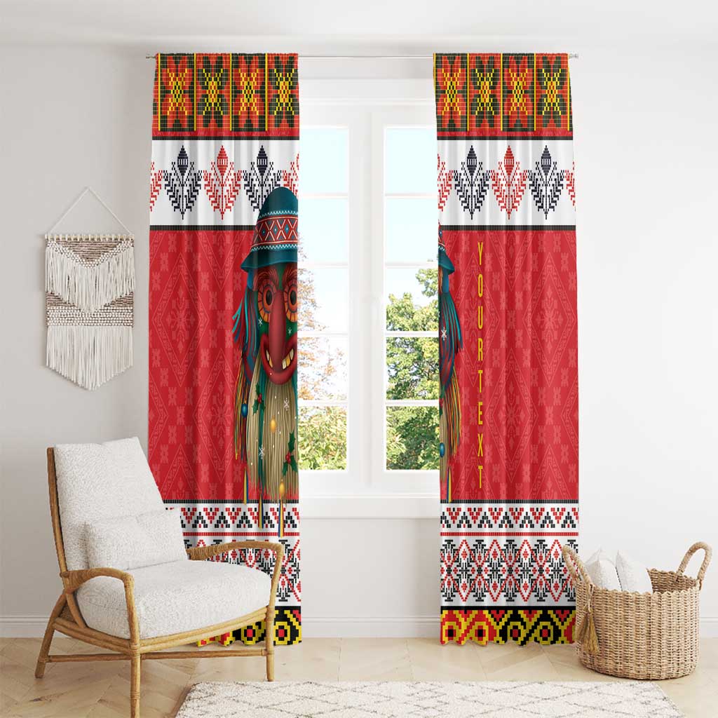 Personalized Romania Christmas Window Curtain Romanian Folk Mask - Wonder Print Shop