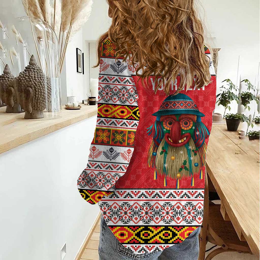 Personalized Romania Christmas Women Casual Shirt Romanian Folk Mask - Wonder Print Shop