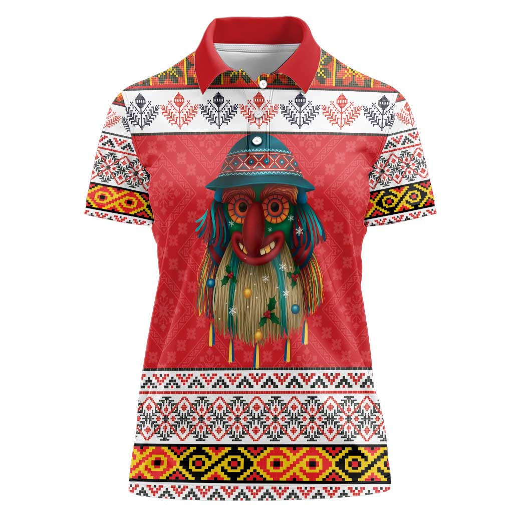 Personalized Romania Christmas Women Polo Shirt Romanian Folk Mask - Wonder Print Shop