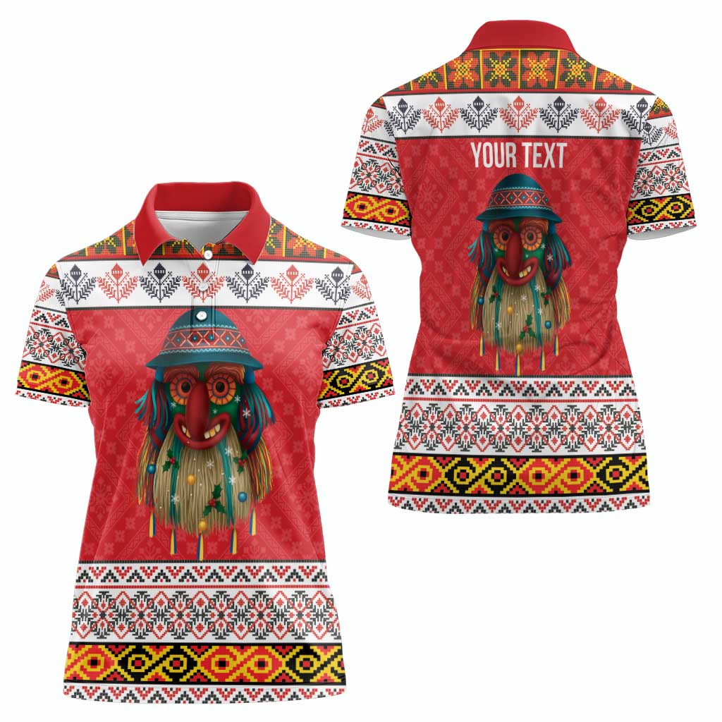 Personalized Romania Christmas Women Polo Shirt Romanian Folk Mask - Wonder Print Shop