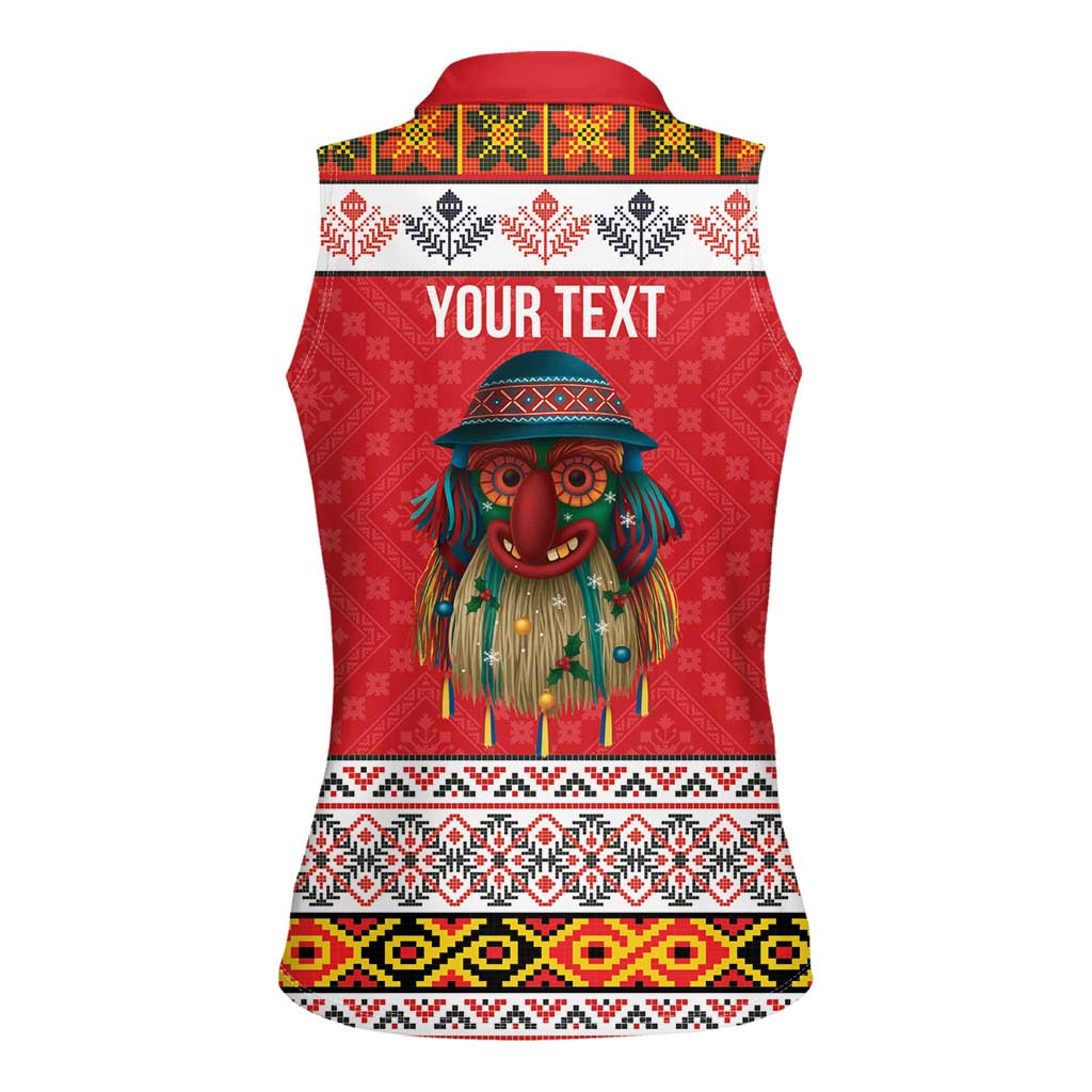 Personalized Romania Christmas Women Sleeveless Polo Shirt Romanian Folk Mask - Wonder Print Shop