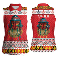Personalized Romania Christmas Women Sleeveless Polo Shirt Romanian Folk Mask - Wonder Print Shop