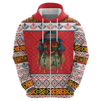 Personalized Romania Christmas Zip Hoodie Romanian Folk Mask - Wonder Print Shop