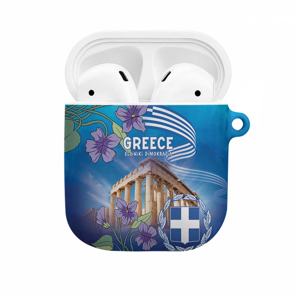 Greece Athens AirPods Case Viola Odorata with Emblem Design - Wonder Print Shop