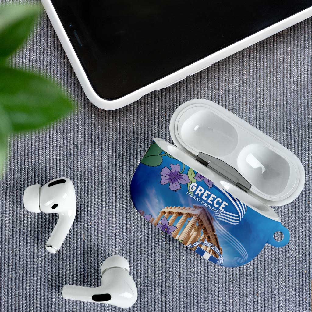 Greece Athens AirPods Case Viola Odorata with Emblem Design - Wonder Print Shop