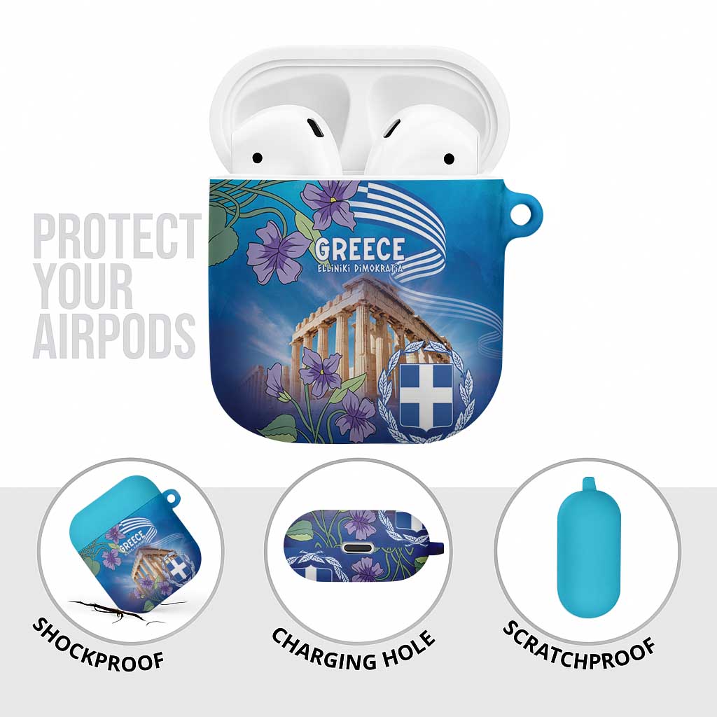Greece Athens AirPods Case Viola Odorata with Emblem Design - Wonder Print Shop