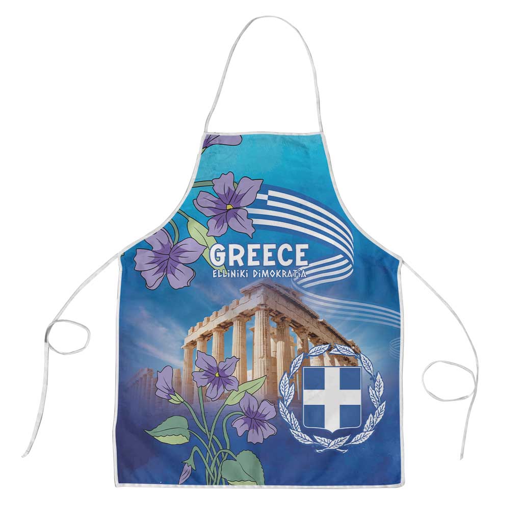 Greece Athens Apron Viola Odorata with Emblem Design - Wonder Print Shop