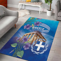 Greece Athens Area Rug Viola Odorata with Emblem Design - Wonder Print Shop