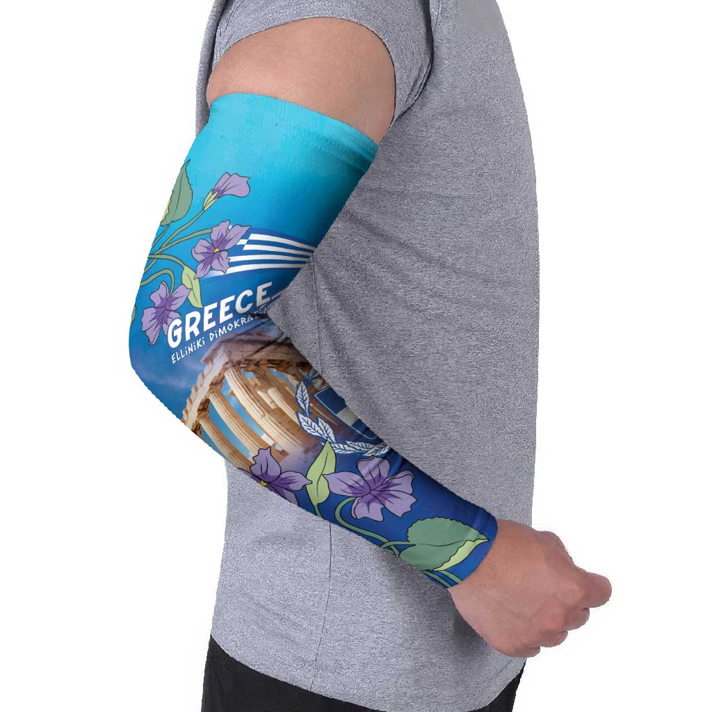Greece Athens Arm Sleeves Viola Odorata with Emblem Design - Wonder Print Shop