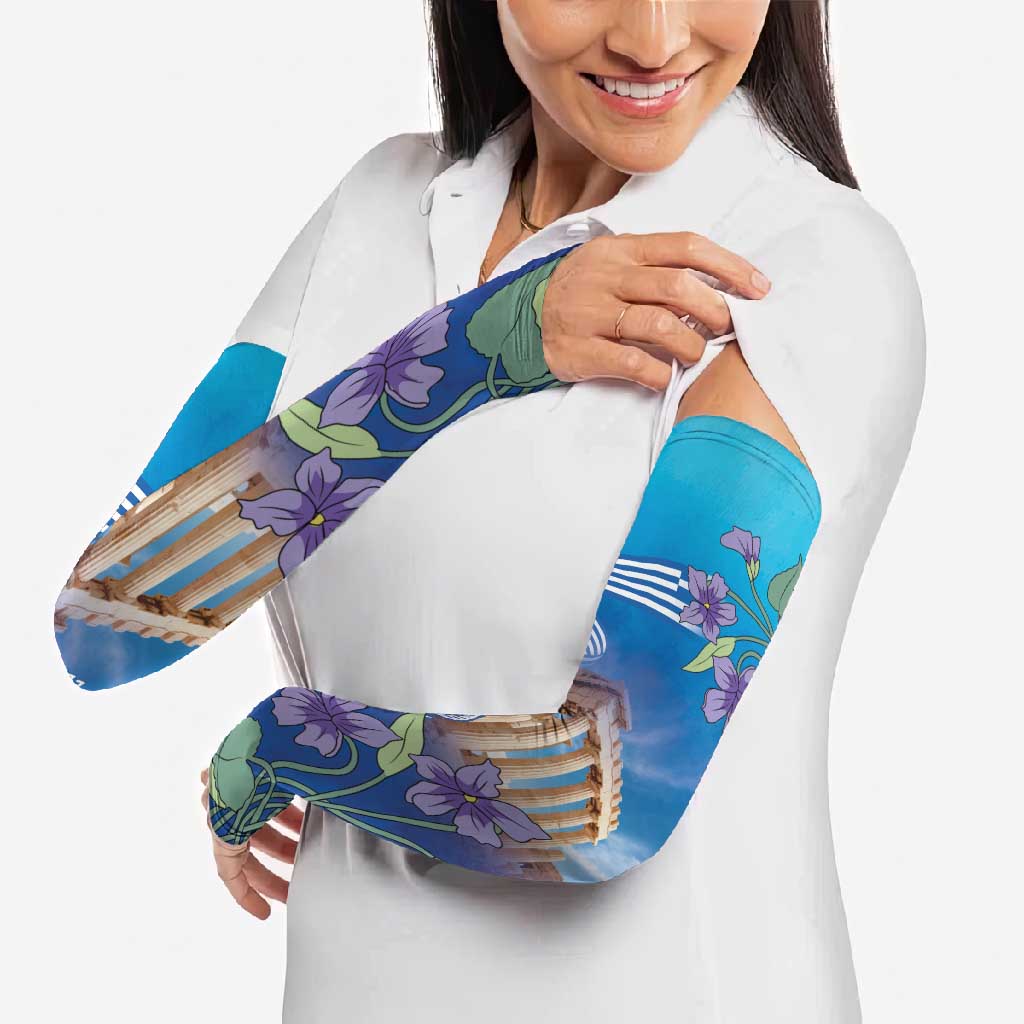 Greece Athens Arm Sleeves Viola Odorata with Emblem Design - Wonder Print Shop