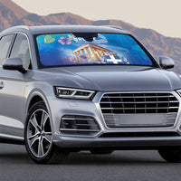 Greece Athens Auto Sun Shade Viola Odorata with Emblem Design - Wonder Print Shop