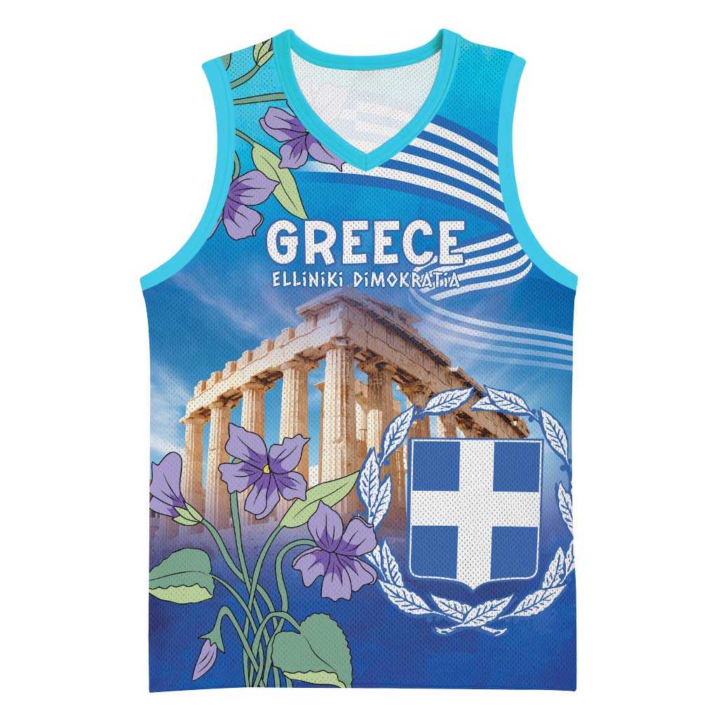 Greece Athens Basketball Jersey Viola Odorata with Emblem Design - Wonder Print Shop