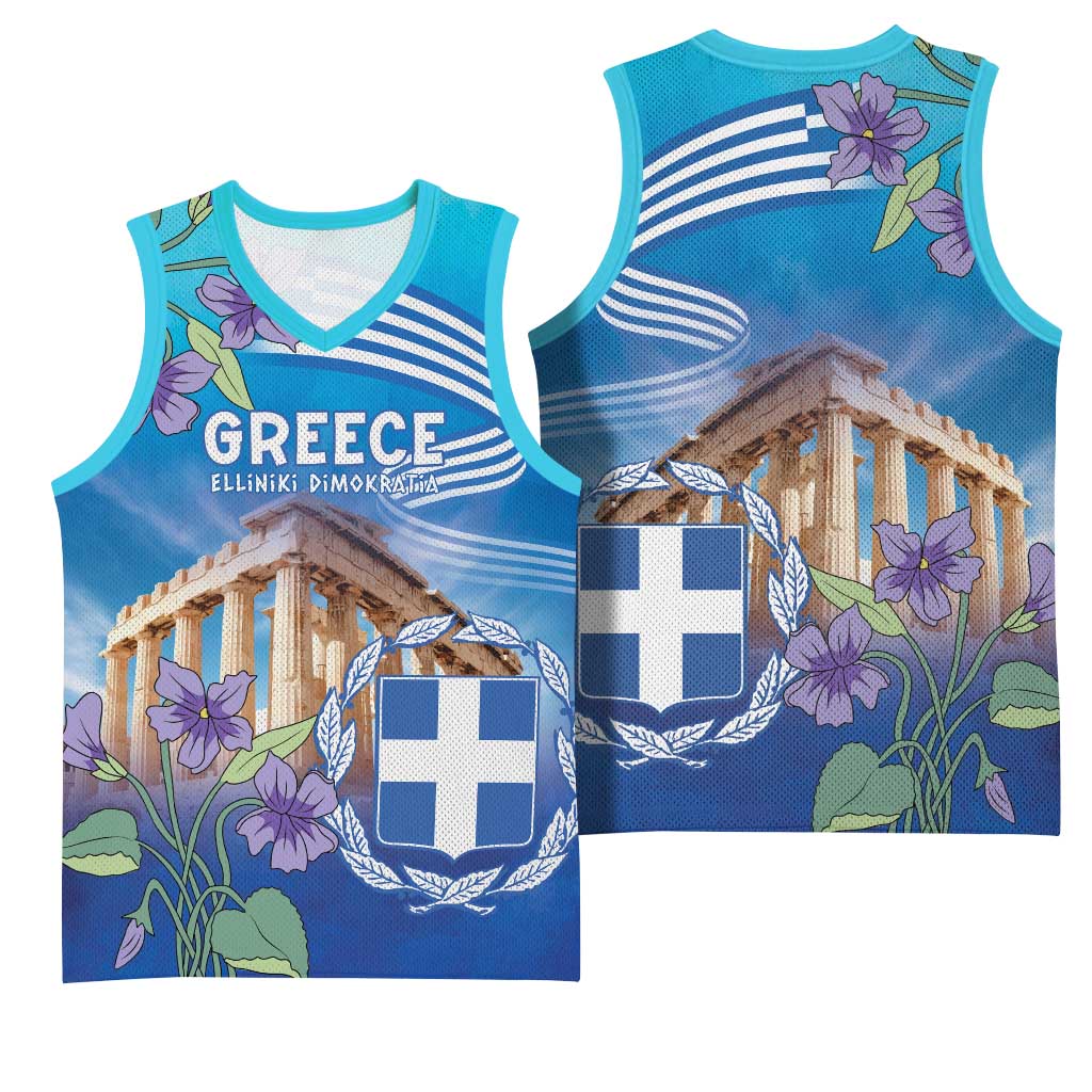 Greece Athens Basketball Jersey Viola Odorata with Emblem Design - Wonder Print Shop